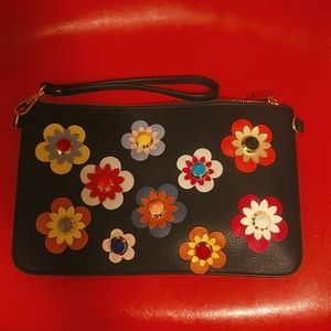 FLOWER EMBELLISHED POUCH CLUTCH